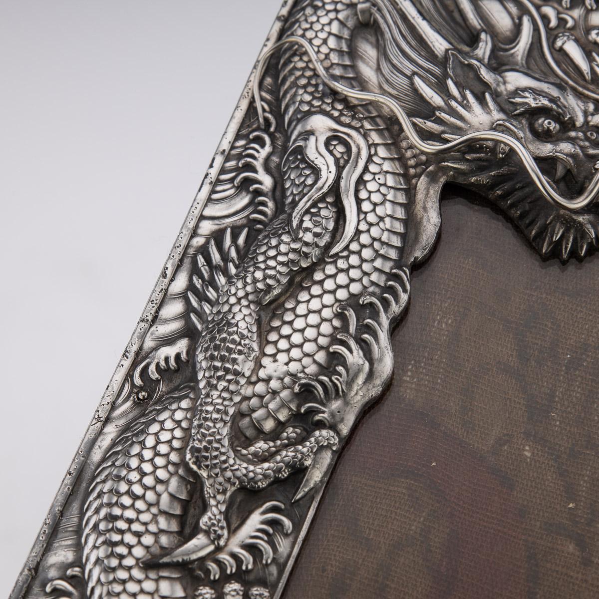 20th Century Japanese Meiji Period Solid Silver Dragon Photo Frame, c.1900 12
