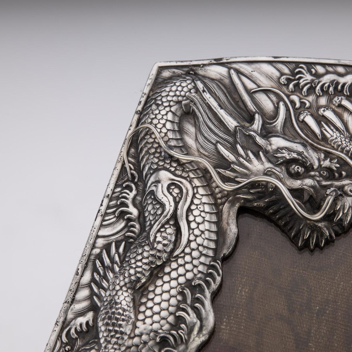 20th Century Japanese Meiji Period Solid Silver Dragon Photo Frame, c.1900 13
