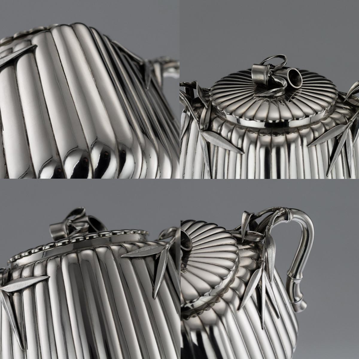 20th Century Japanese Meiji Silver Three-Piece Tea Set, Murakami 6