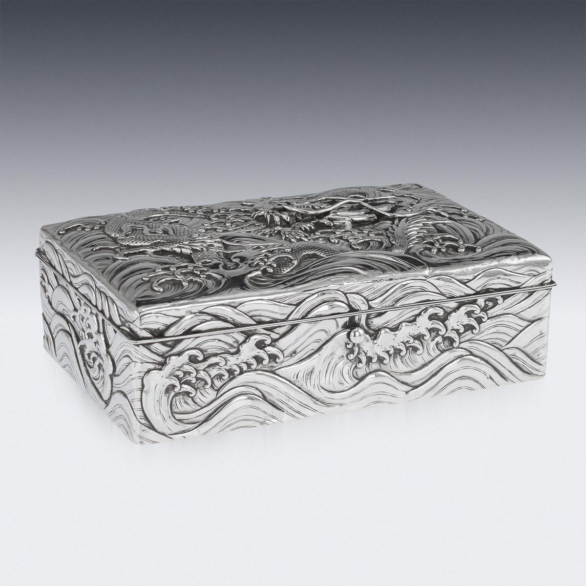 20th Century Japanese Meiji Solid Silver Dragon Cigar Box, circa 1900 7