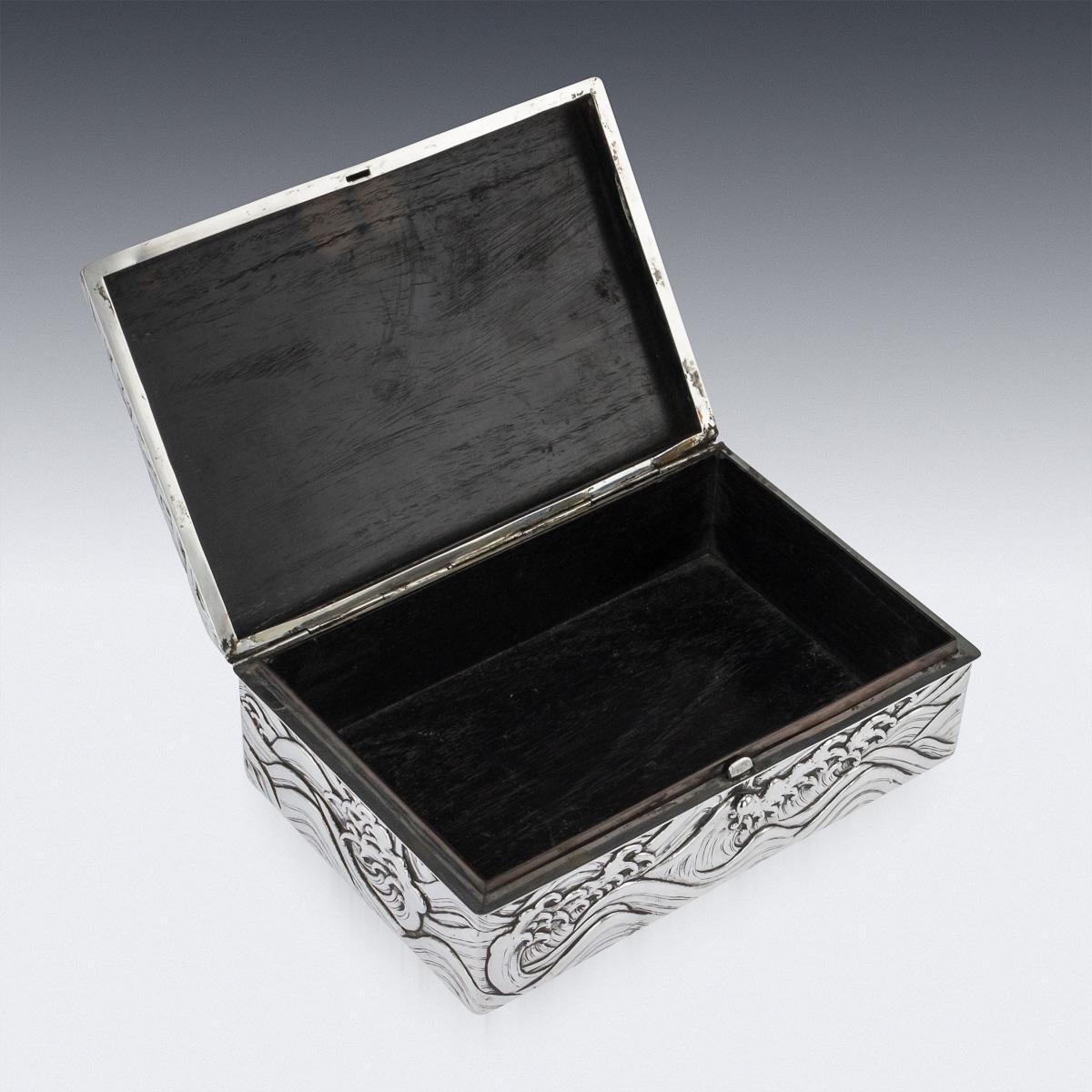20th Century Japanese Meiji Solid Silver Dragon Cigar Box, circa 1900 9
