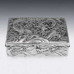 20th Century Japanese Meiji Solid Silver Dragon Cigar Box, circa 1900