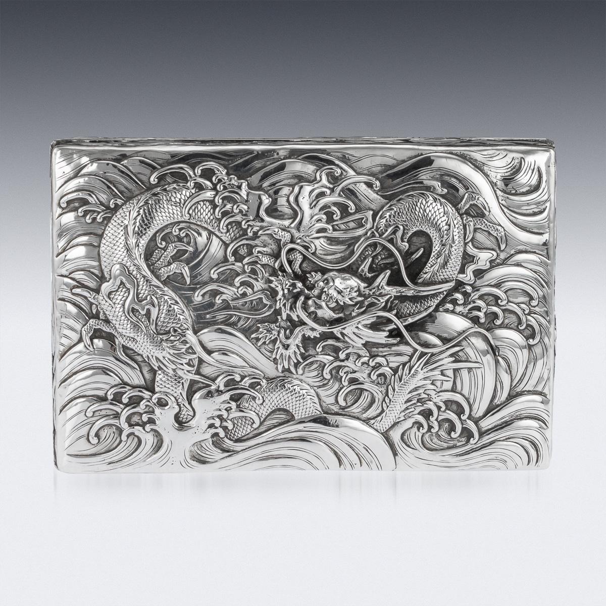 20th Century Japanese Meiji Solid Silver Dragon Cigar Box, circa 1900 6