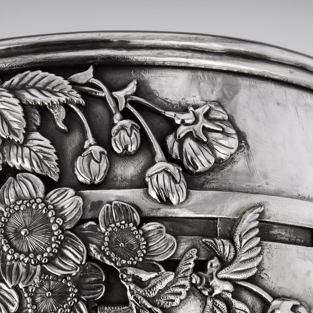20th Century Japanese Monumental Meiji Period Solid Silver Bowl, C.1900 For Sale 10