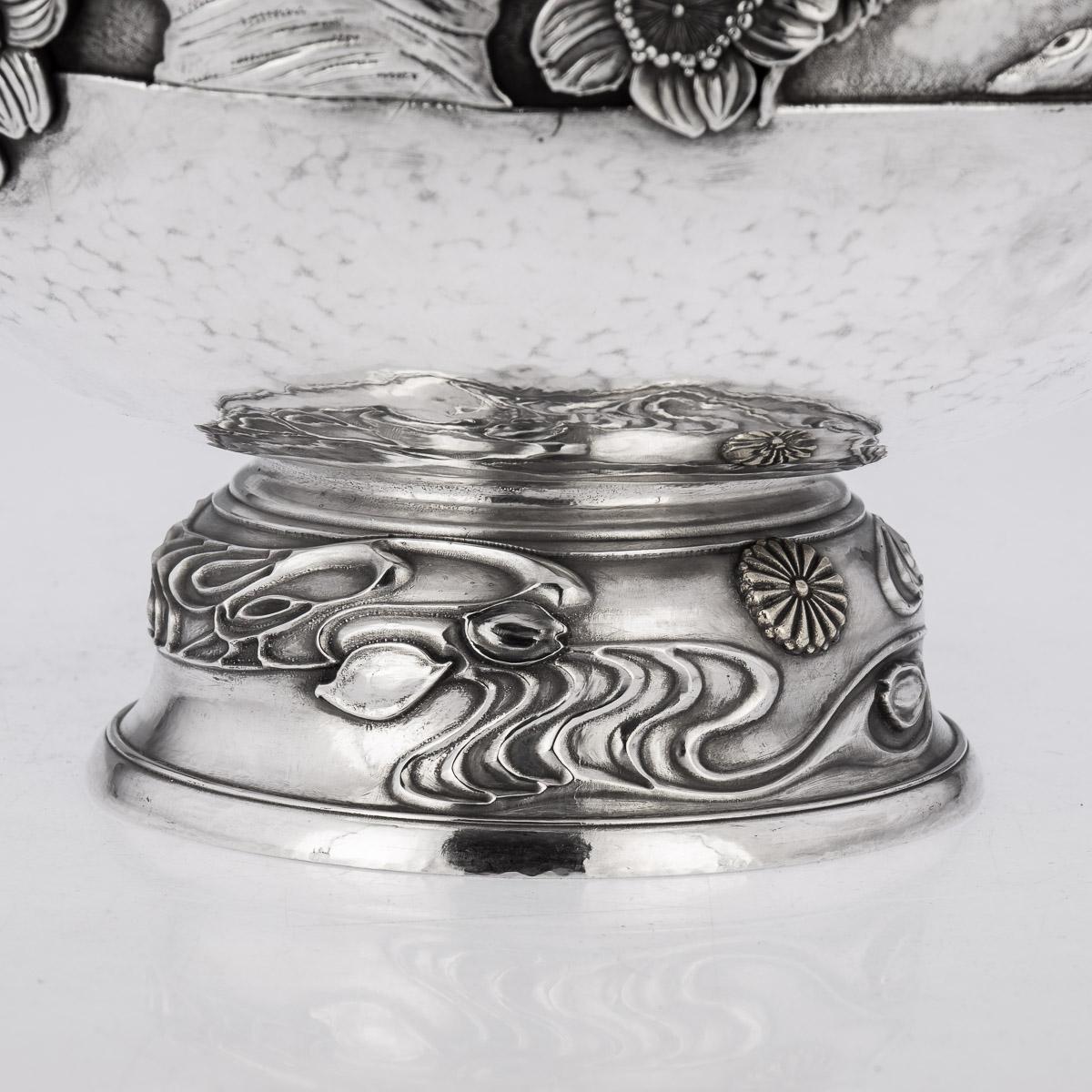 20th Century Japanese Monumental Meiji Period Solid Silver Bowl, C.1900 For Sale 14
