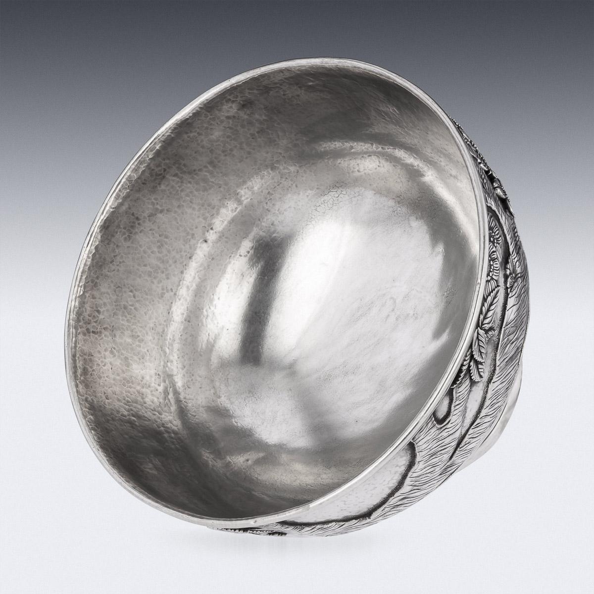 20th Century Japanese Monumental Meiji Period Solid Silver Bowl, C.1900 For Sale 3