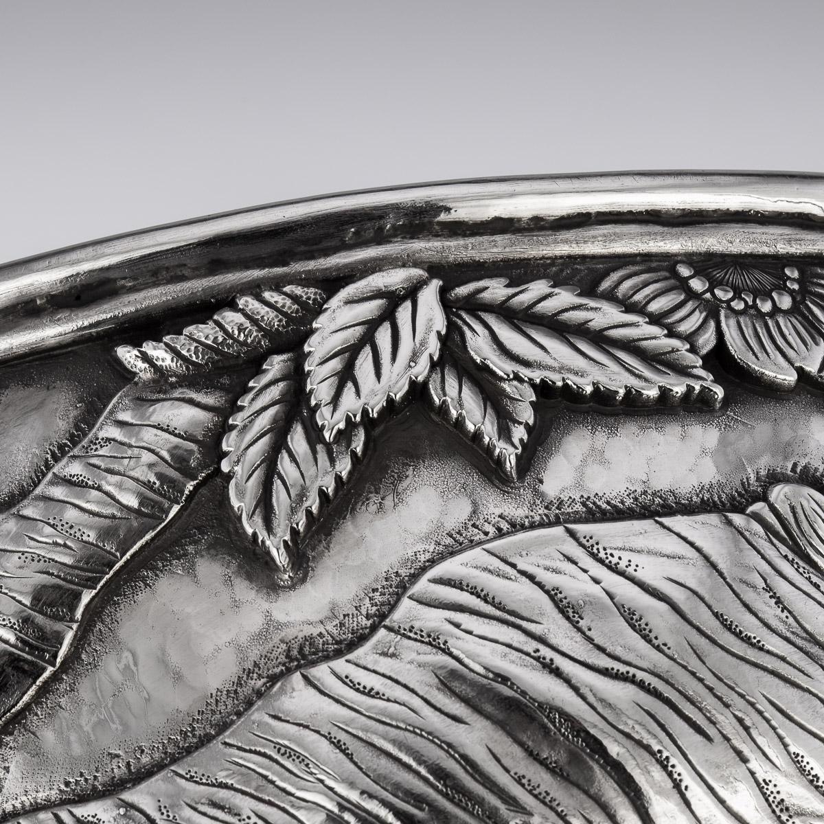 20th Century Japanese Monumental Meiji Period Solid Silver Bowl, C.1900 For Sale 5