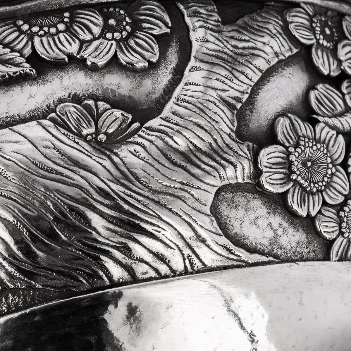 20th Century Japanese Monumental Meiji Period Solid Silver Bowl, C.1900 For Sale 6