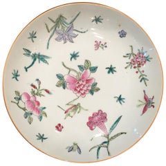 20th Century Japanese Porcelainware Round Plate Hand Painted in Hong Kong Marked