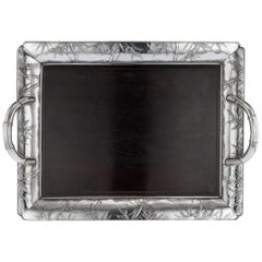 20th Century Japanese Silver and Wood Serving Tray, circa 1900