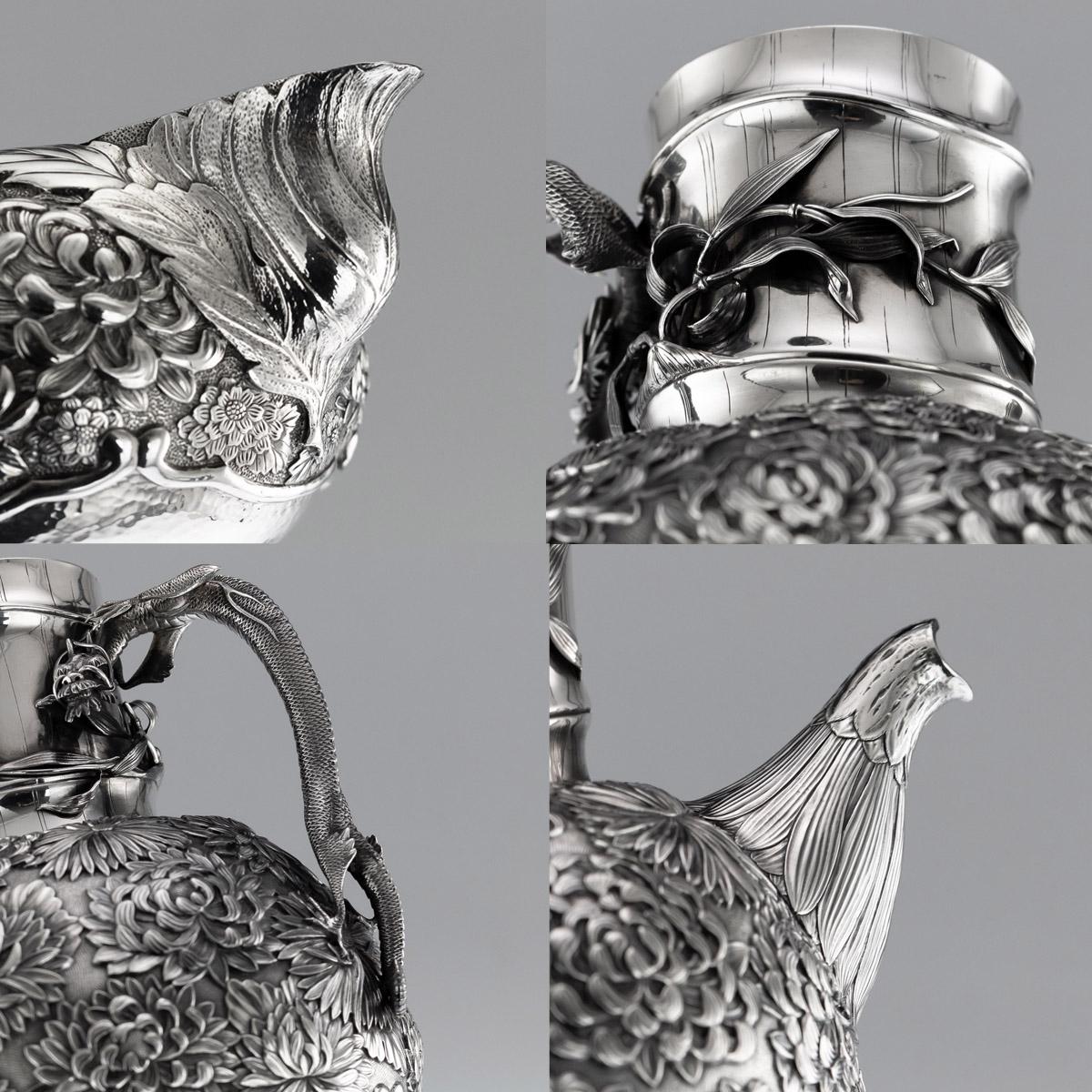 20th Century Japanese Silver Tea & Coffee Service on Tray, Konoike, circa 1900 7