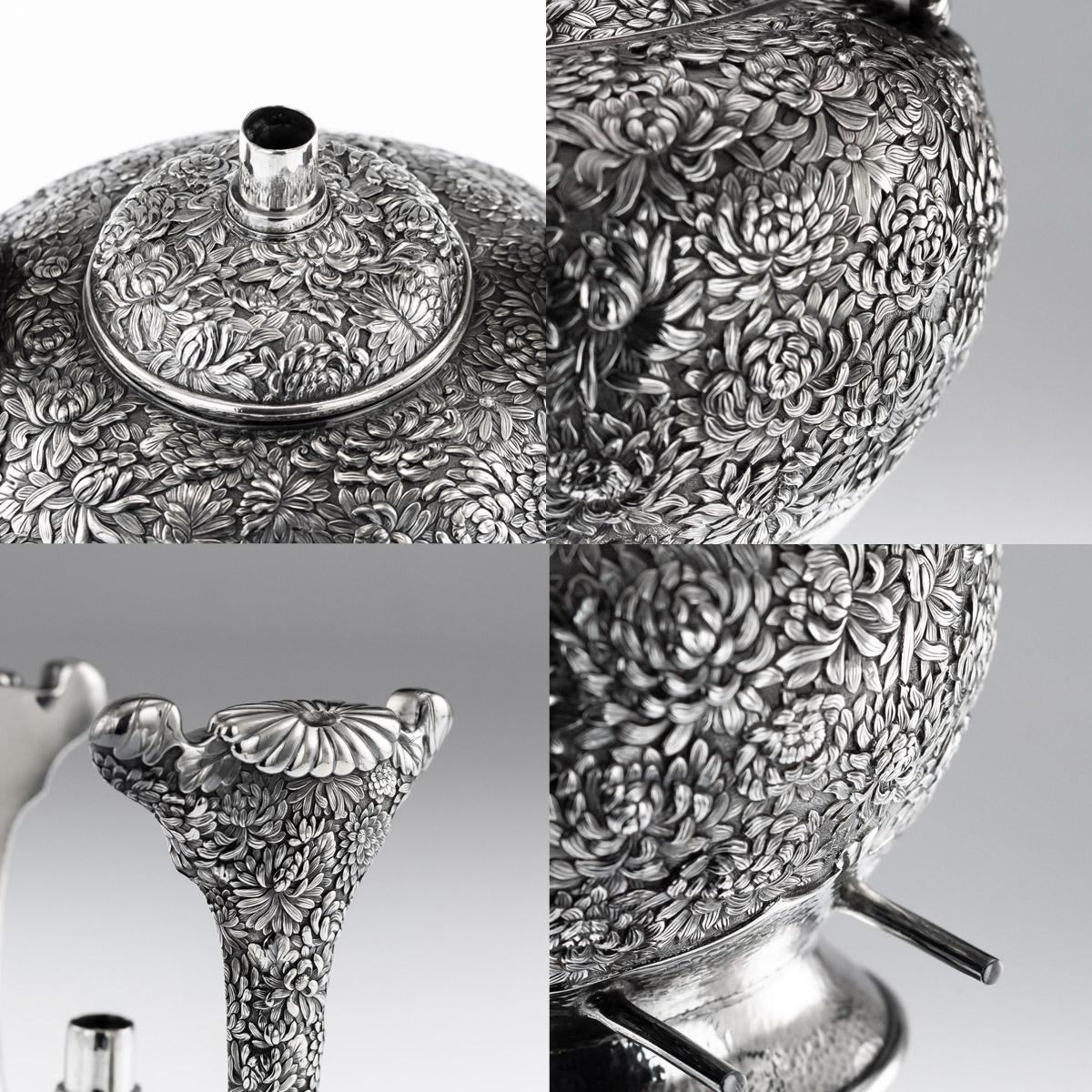 20th Century Japanese Silver Tea & Coffee Service on Tray, Konoike, circa 1900 8