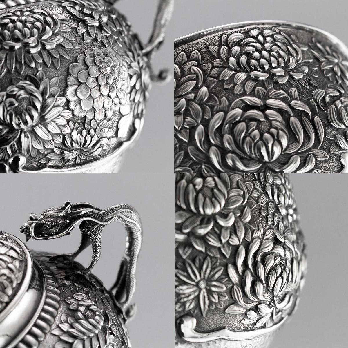 20th Century Japanese Silver Tea & Coffee Service on Tray, Konoike, circa 1900 6