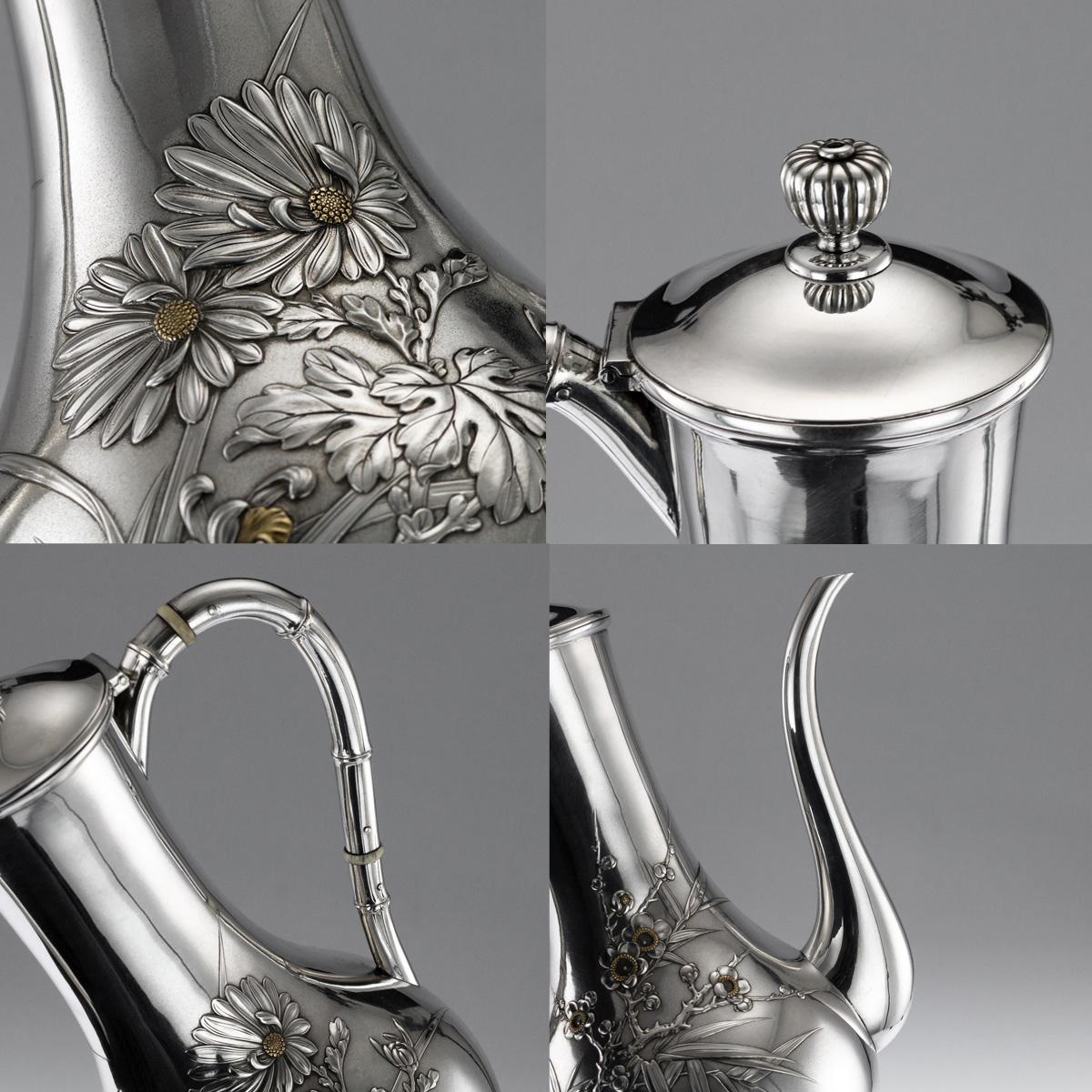 20th Century Japanese Silver Tea & Coffee Set, Miyamoto, Tokyo, circa 1900 3