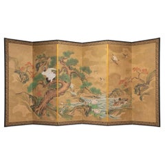 20th Century Japanese Six Panel River Screen