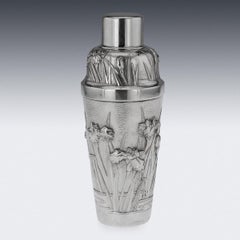 20th Century Japanese Solid Silver Cocktail Shaker & Beakers, Yokohama, c.1900