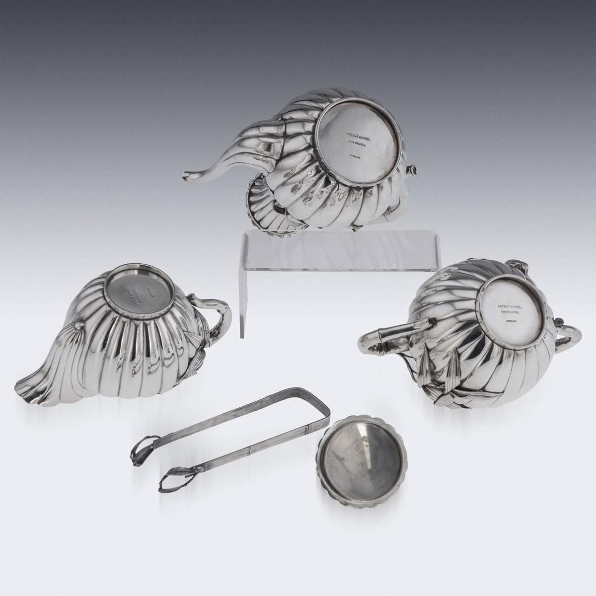 20th Century Japanese Solid Silver Coffee Set On Tray, Arthur & Bond, c.1900 For Sale 5