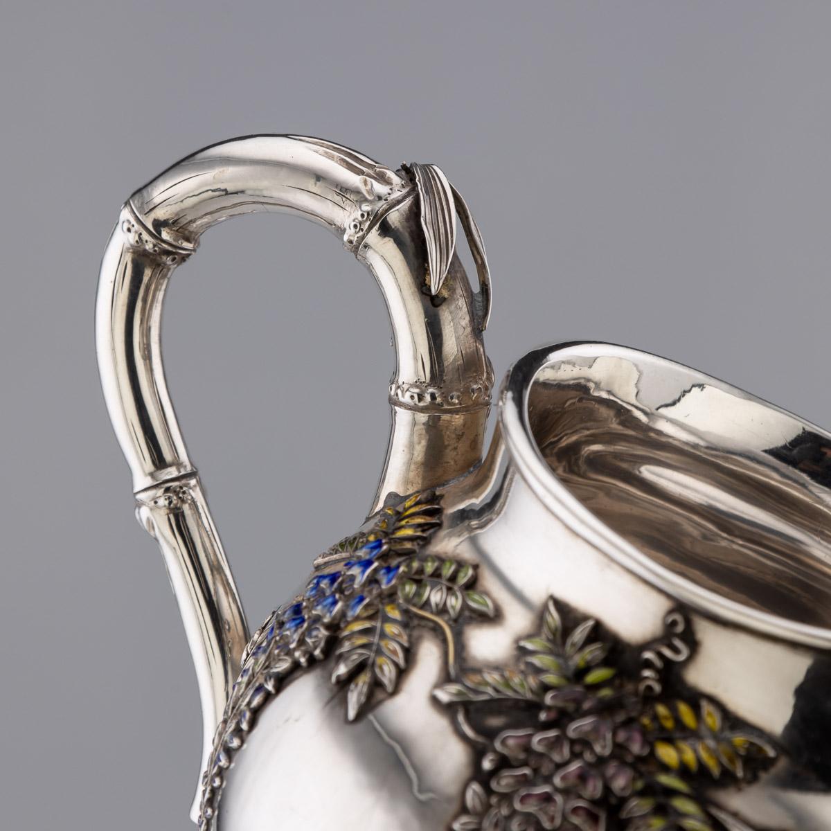 20th Century Japanese Solid Silver & Enamel Coffee Set, Yoshimori, c.1900 6