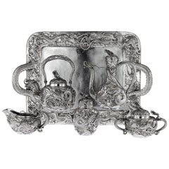 Vintage 20th Century Japanese Solid Silver Massive Tea & Coffee Service Tray, circa 1900