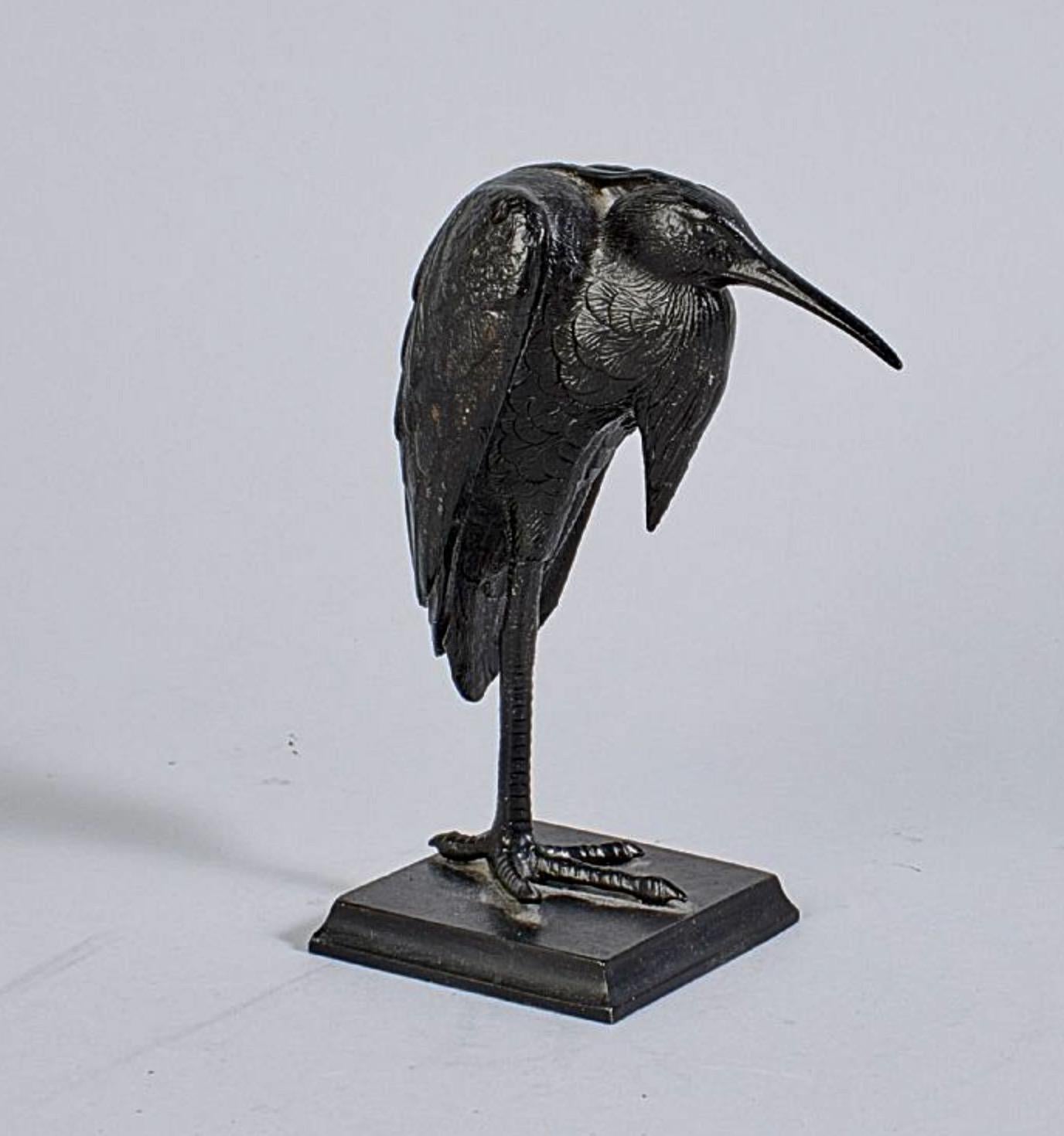 Japonisme 20th Century Japanese Style Cast Iron Heron For Sale