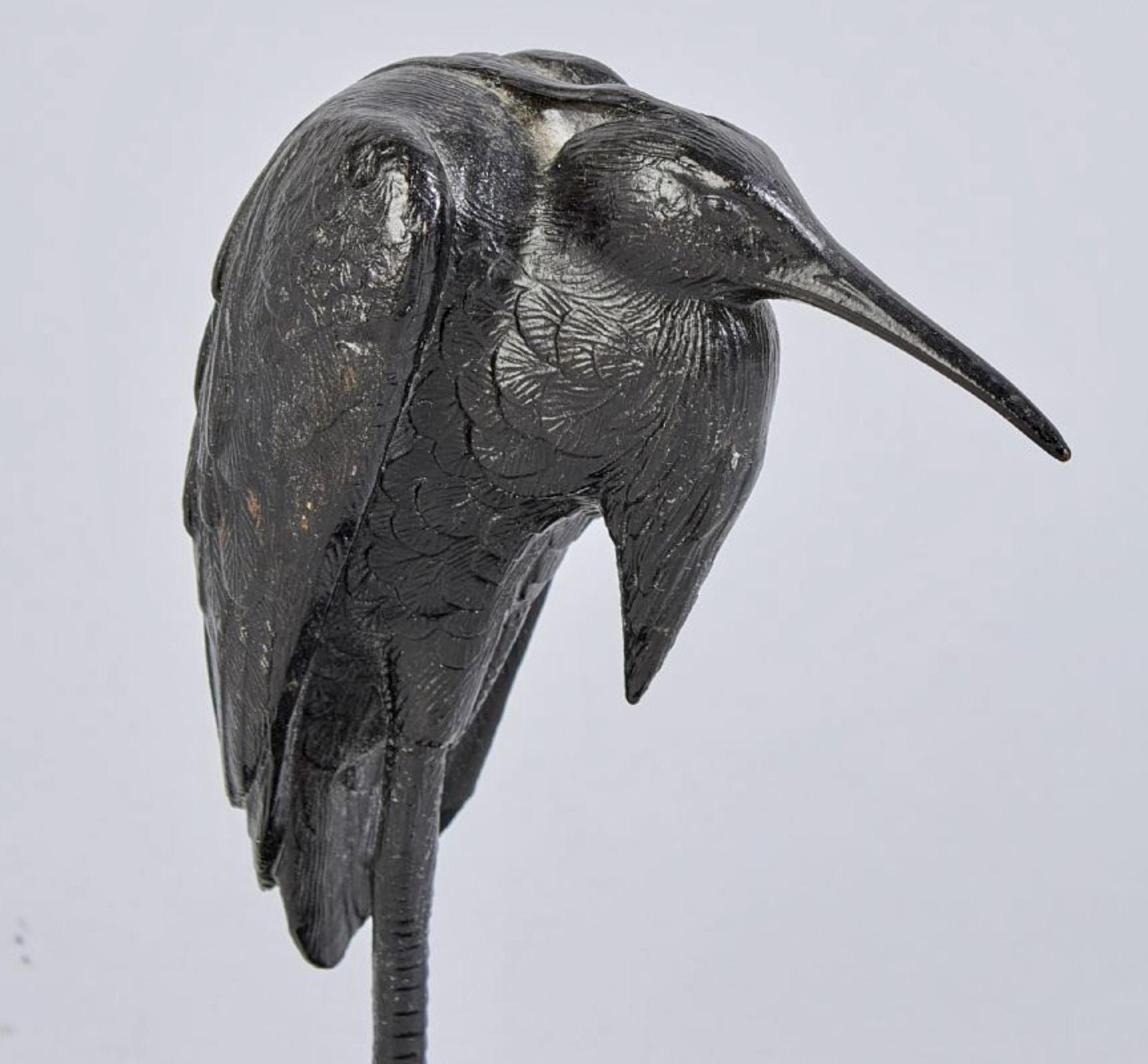 20th Century Japanese Style Cast Iron Heron In Good Condition For Sale In Stockholm, SE