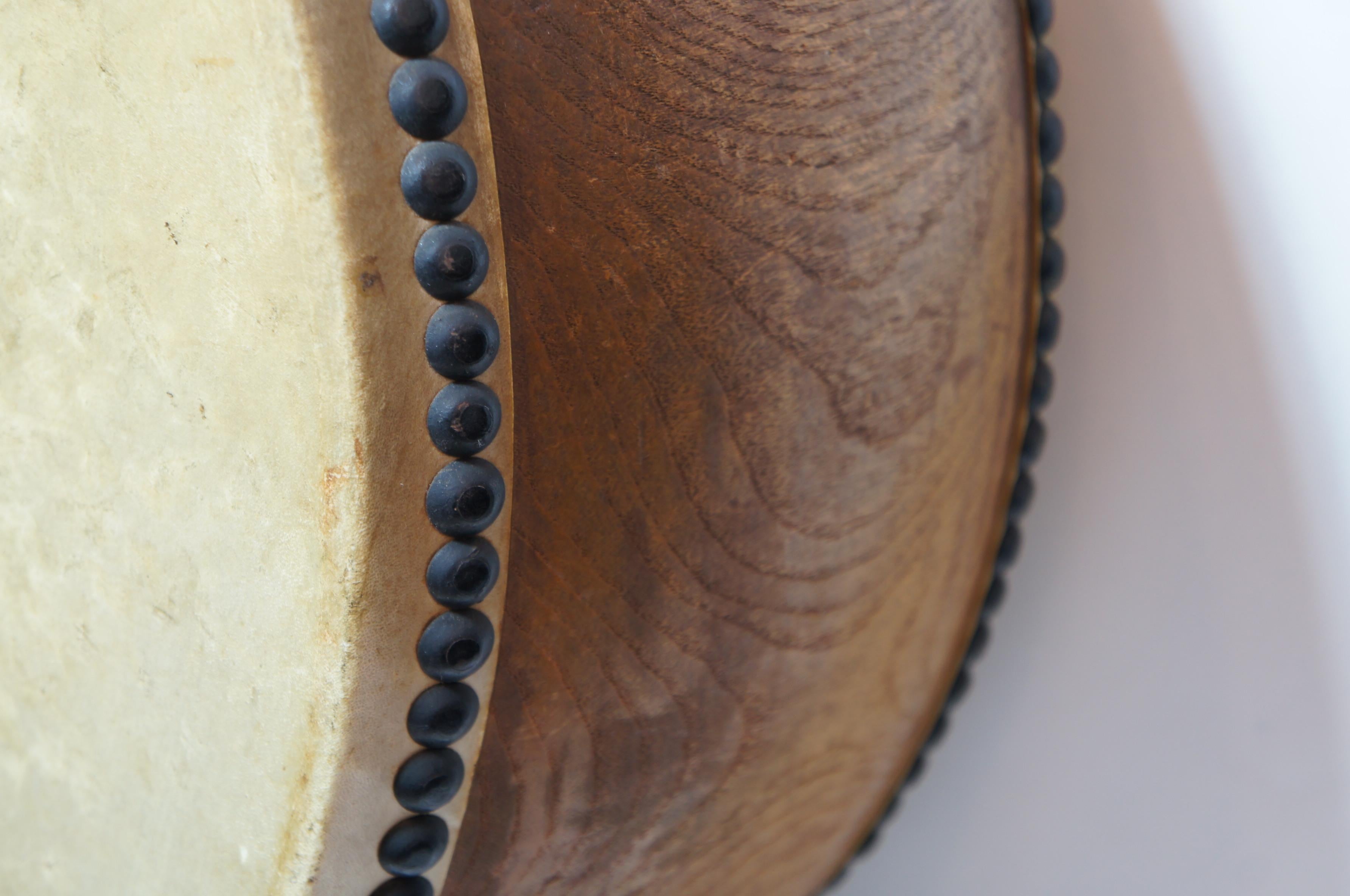 Hand-Carved 20th Century Japanese Traditional Flat Drum, Hira Taiko For Sale