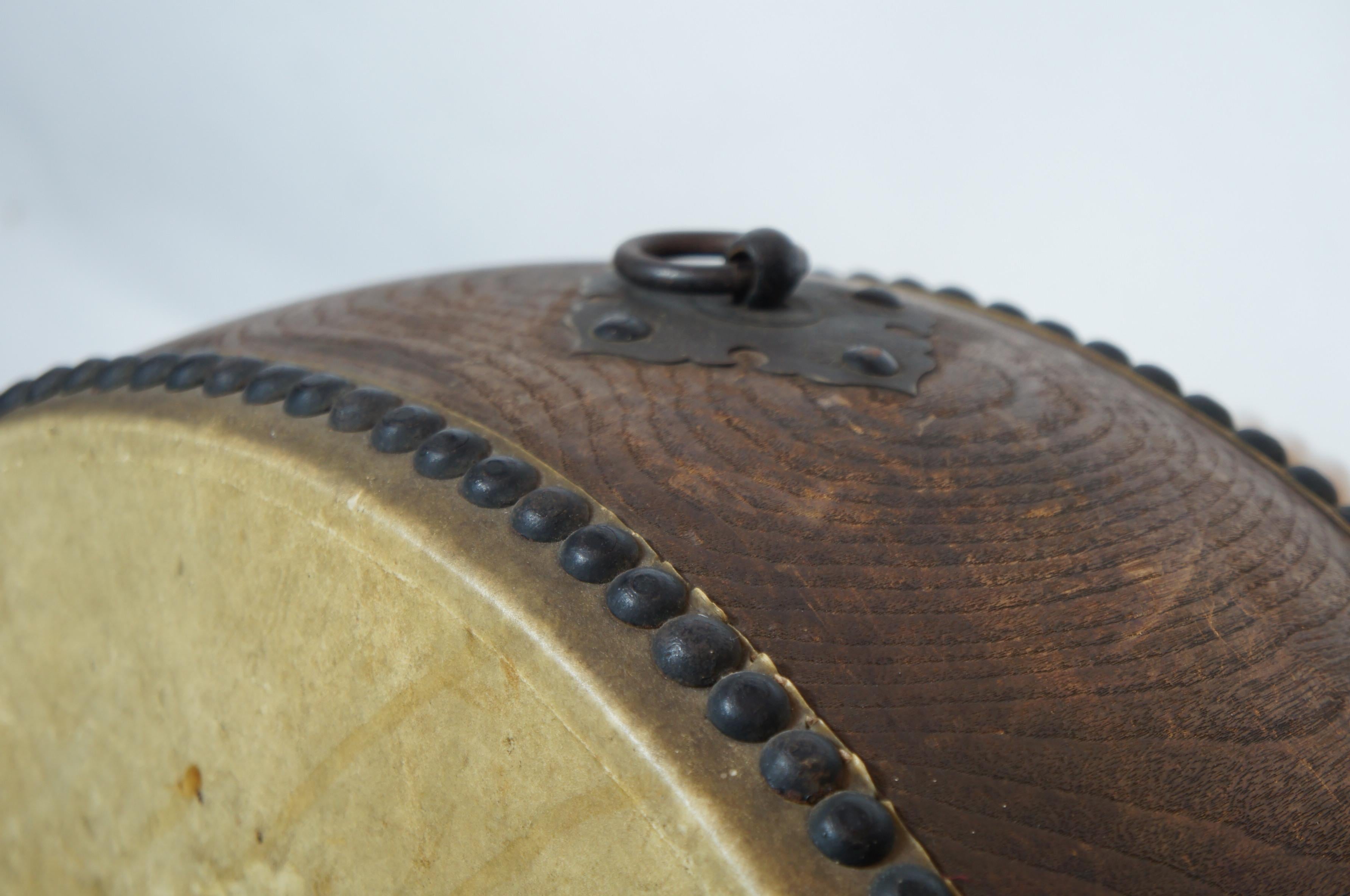 20th Century Japanese Traditional Flat Drum, Hira Taiko For Sale 1