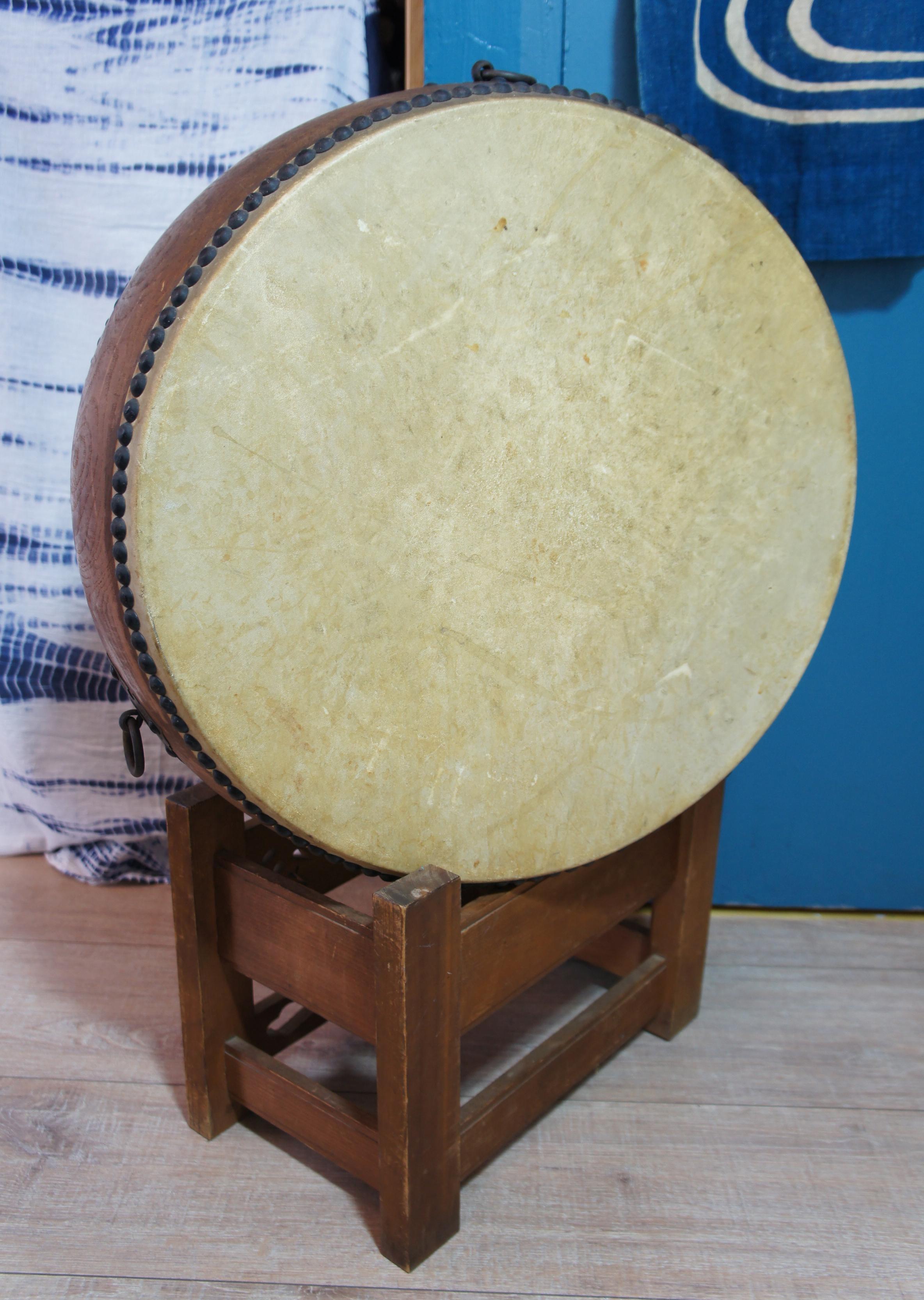 20th Century Japanese Traditional Flat Drum, Hira Taiko For Sale 3