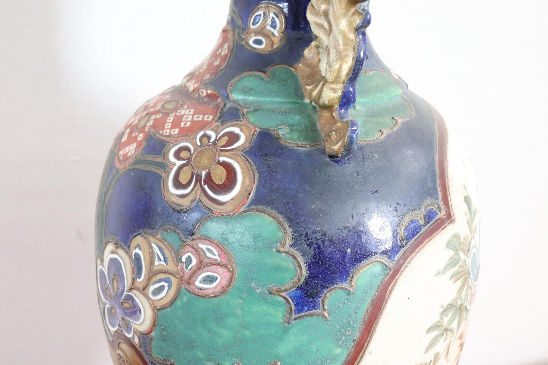 Japanische künstlerische Satsuma-Vase aus verzierter Keramik, Vintage, 20. Jahrhundert im Angebot 1