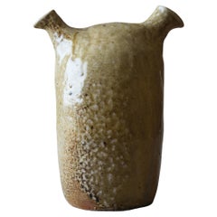 20th century Japanese vintage modern pottery vase with two spouts