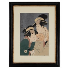 20th Century Japanese Woodblock Print of Kabuki Actors, Toshusai Sharaku C.1930