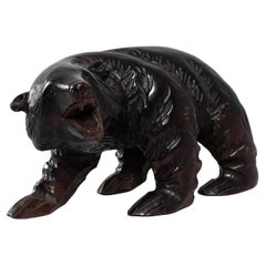 20th Century Japanese Wooden Bear Sculpture