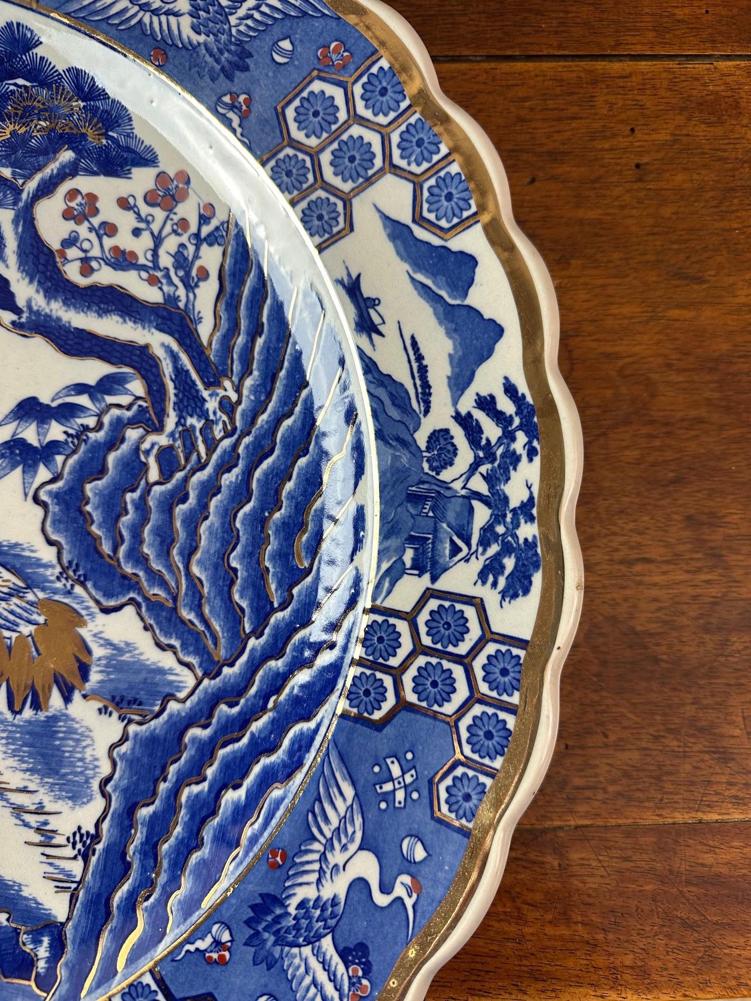Porcelaine japonaise bleue, blanche et dorée du 20e siècle, années 1950 en vente 1