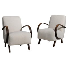 20th Century Jindřich Halabala Cream Wood Pair of Armchairs