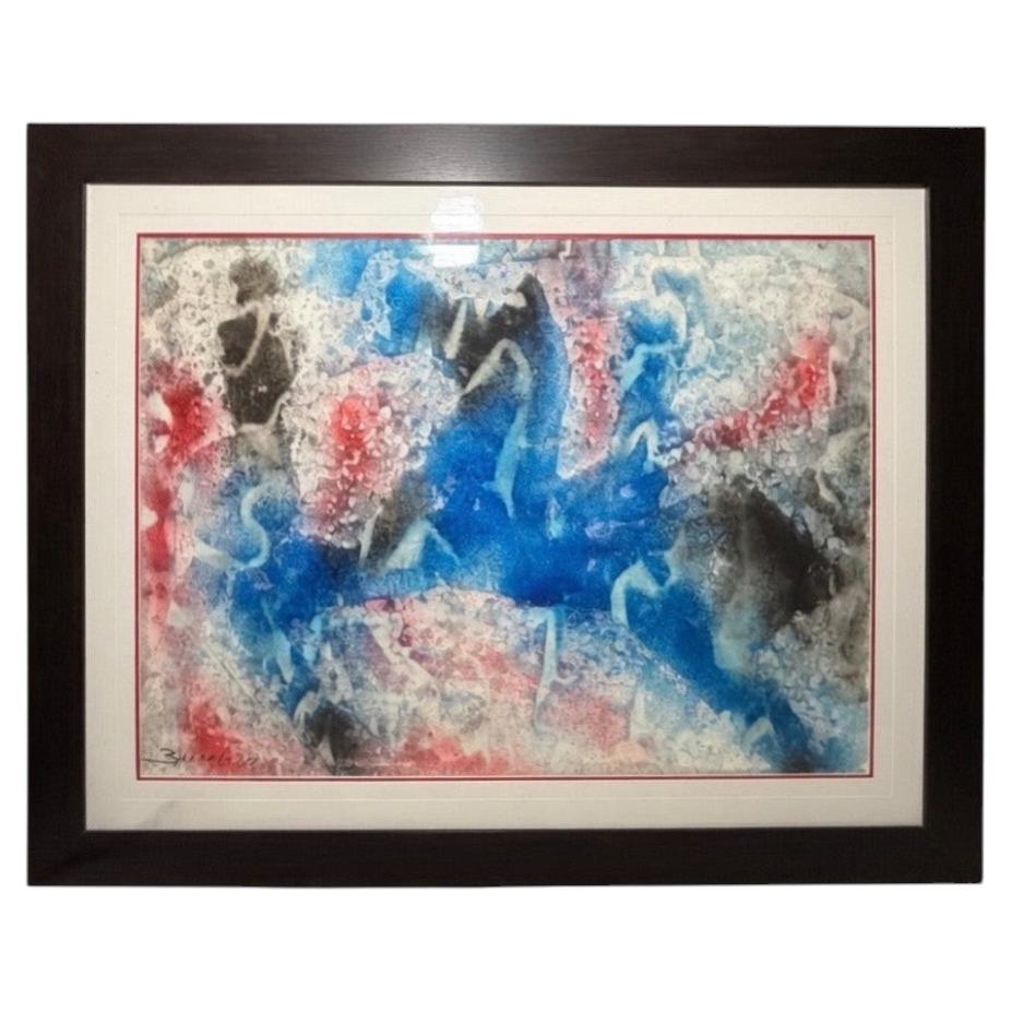 20th Century John Balossi Abstract Watercolor Painting Of A Horse