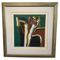 20th Century John Balossi Night Horse Signed Lithograph Modern Abstract Art