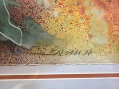 20th Century John Balossi Watercolor Painting Of A Nude Amazon And A Horse
