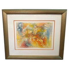 20th Century John Balossi Watercolor Painting Of A Nude Amazon And A Horse