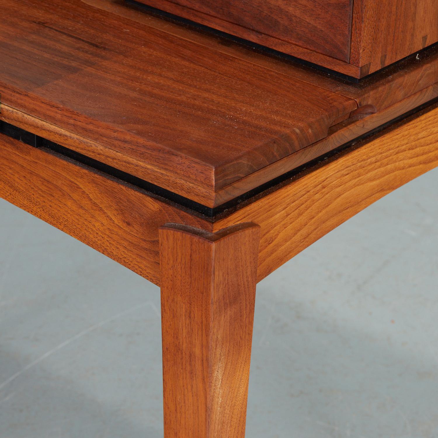 Hand-Crafted 20th Century John Sherrif American Studio Mixed Wood Writing Desk and Chair