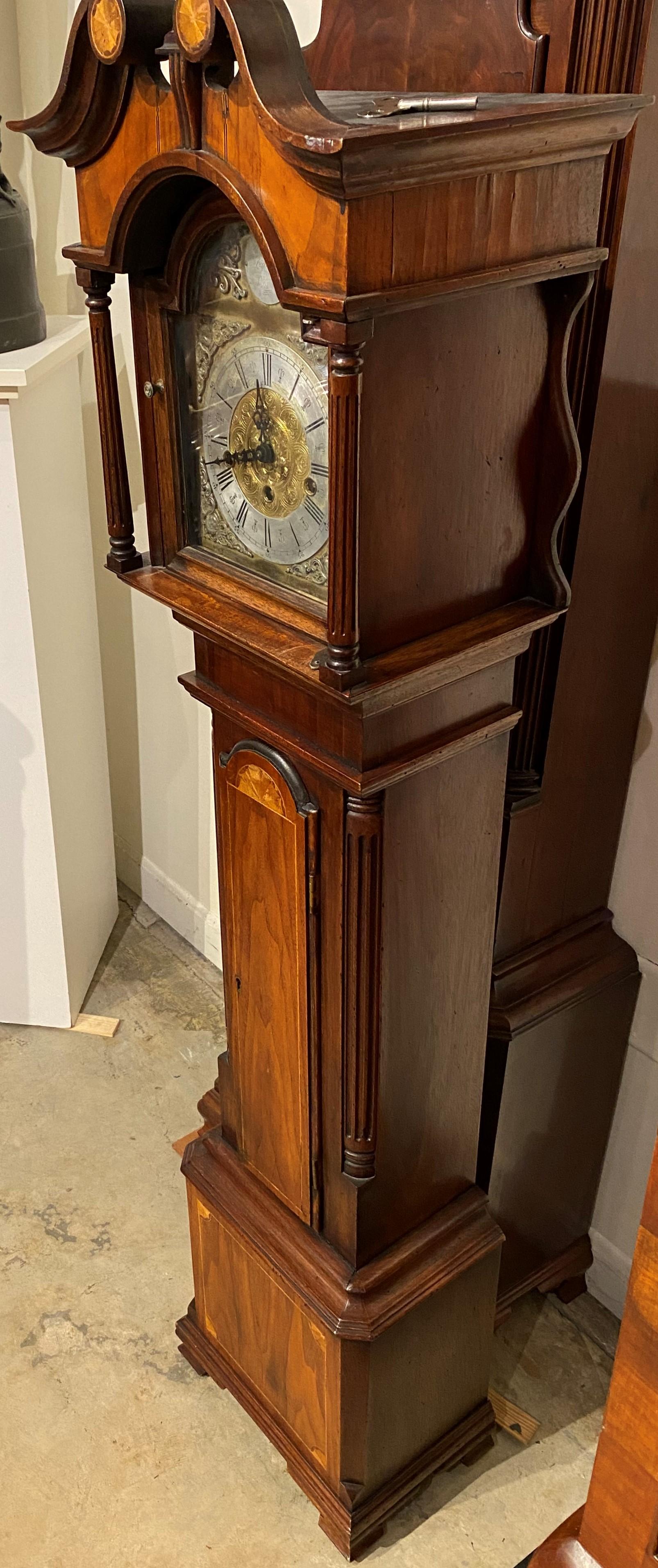 English 20th Century John Thompson, London, Walnut & Mahogany Grandmother Tall Clock For Sale
