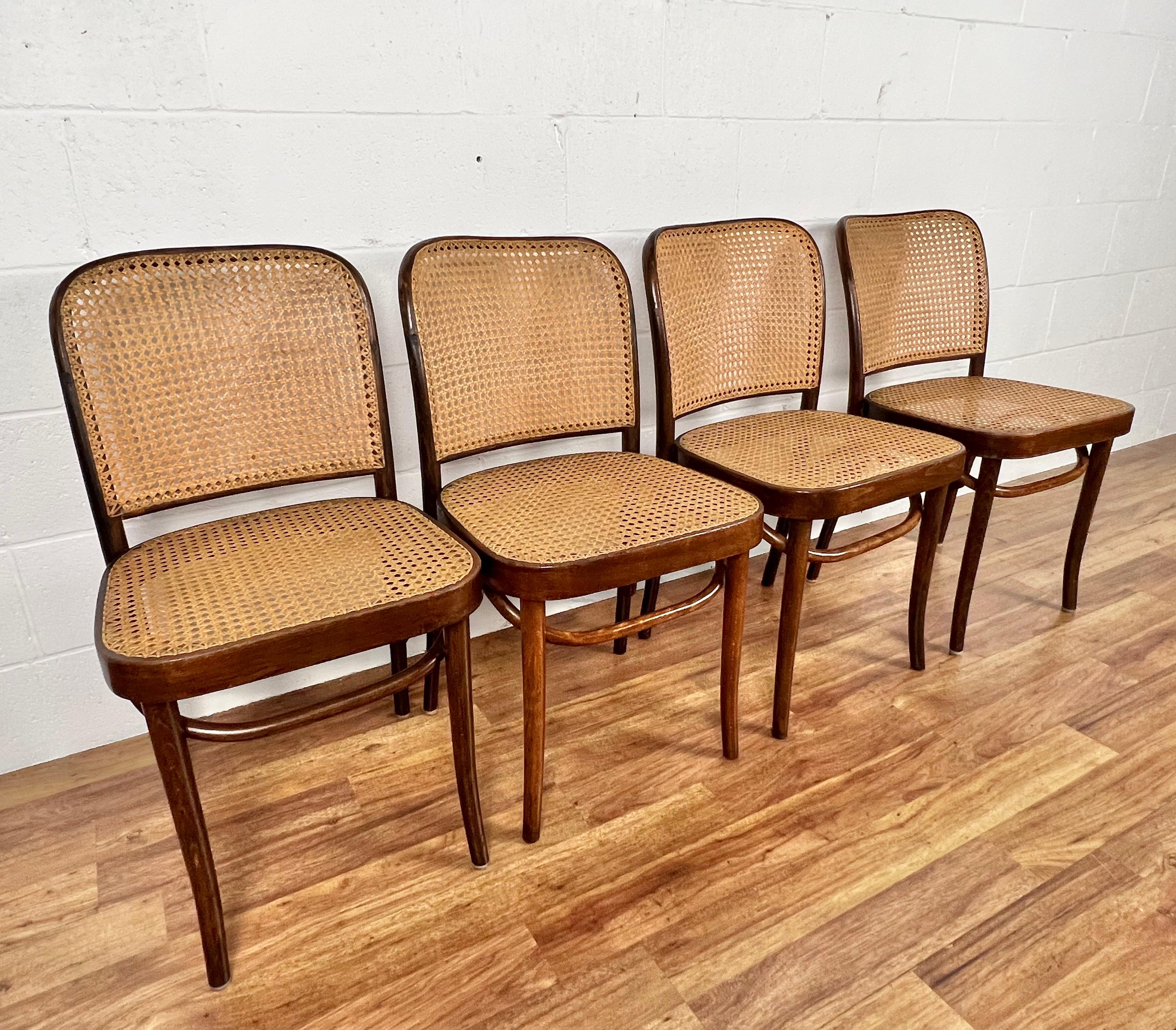 20th century Josef Hoffmann bentwood hand caned FMG Prague chairs made in Poland 2