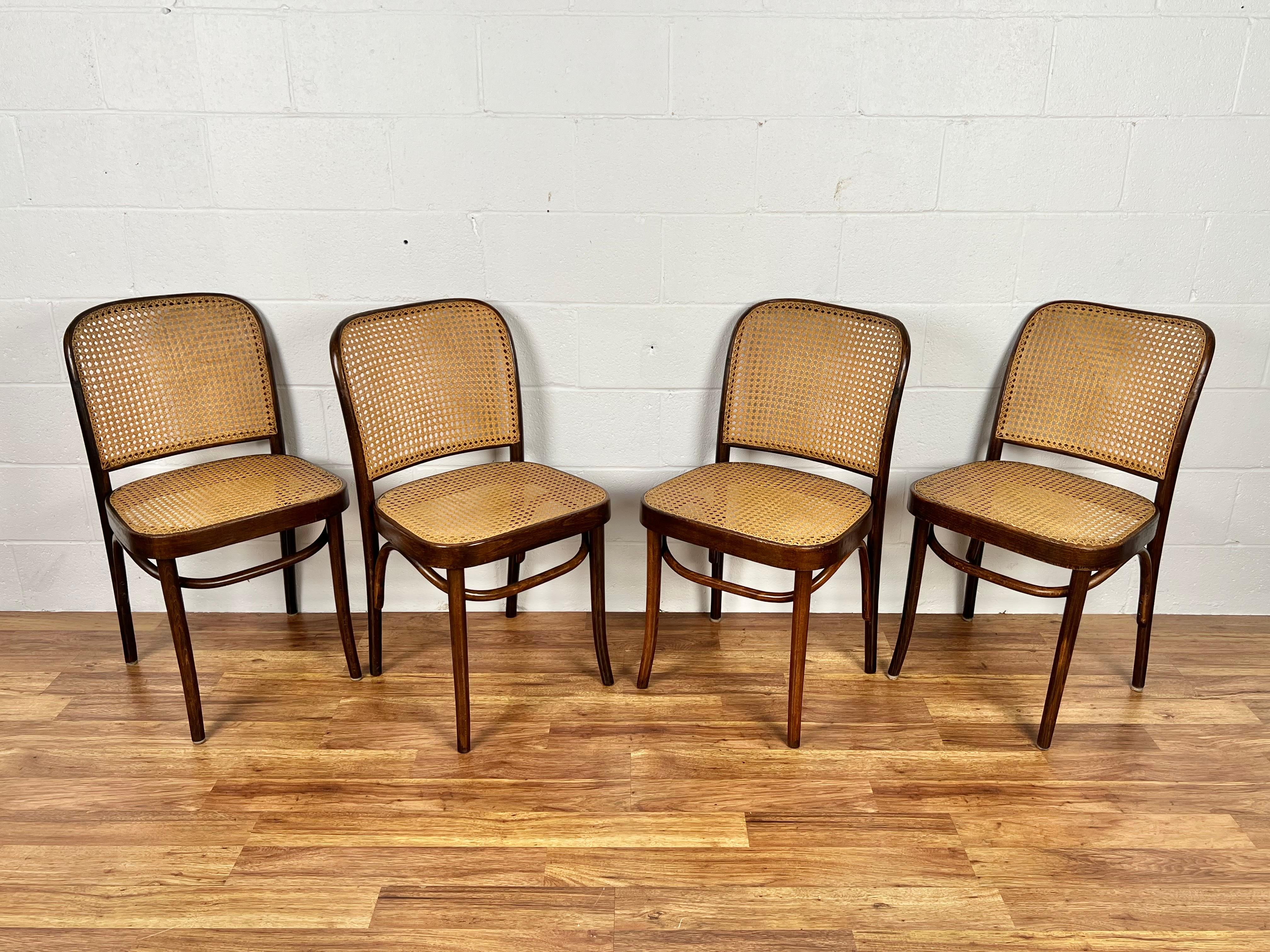 Caning 20th century Josef Hoffmann bentwood hand caned FMG Prague chairs made in Poland