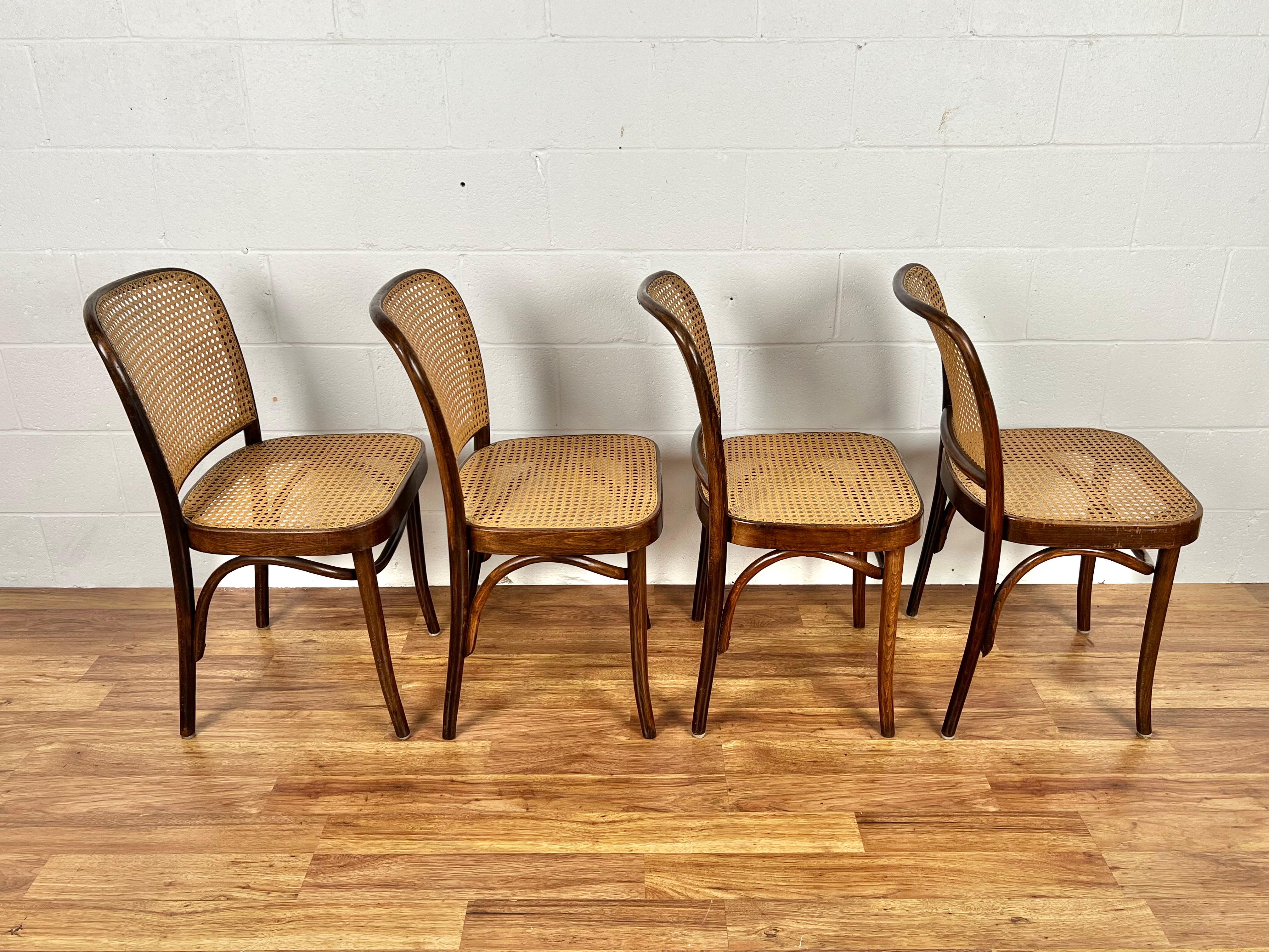 20th century Josef Hoffmann bentwood hand caned FMG Prague chairs made in Poland In Good Condition In Philadelphia, PA