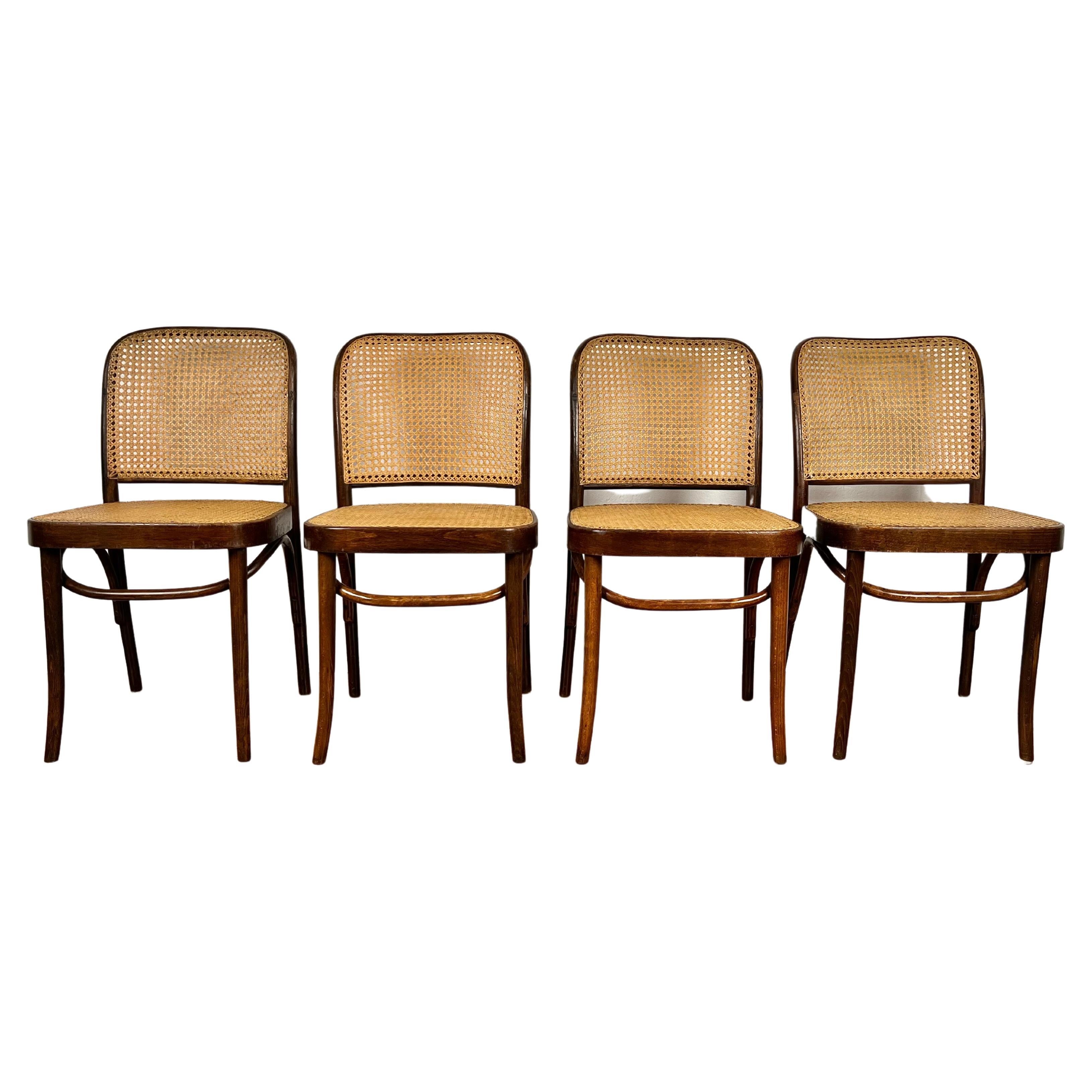 20th century Josef Hoffmann bentwood hand caned FMG Prague chairs made in Poland