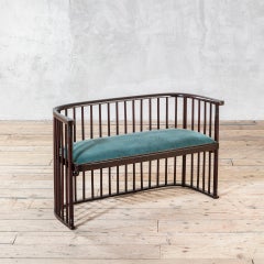 20th Century, Josef Hoffmann Wooden and Velvet Sofa