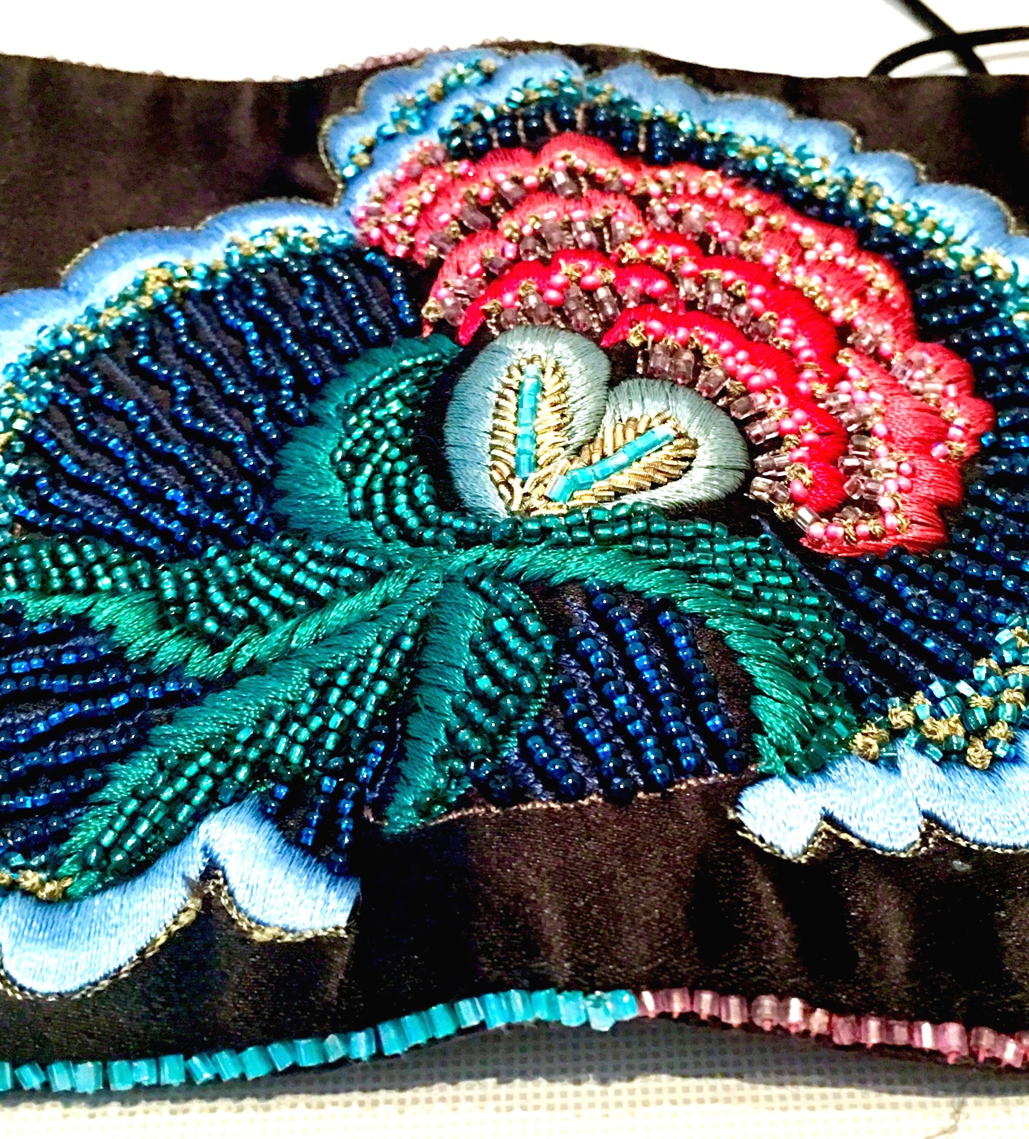 20th Century Josi Natori Silk Beaded & Embroidered Cumber Sash Belt In Good Condition In West Palm Beach, FL