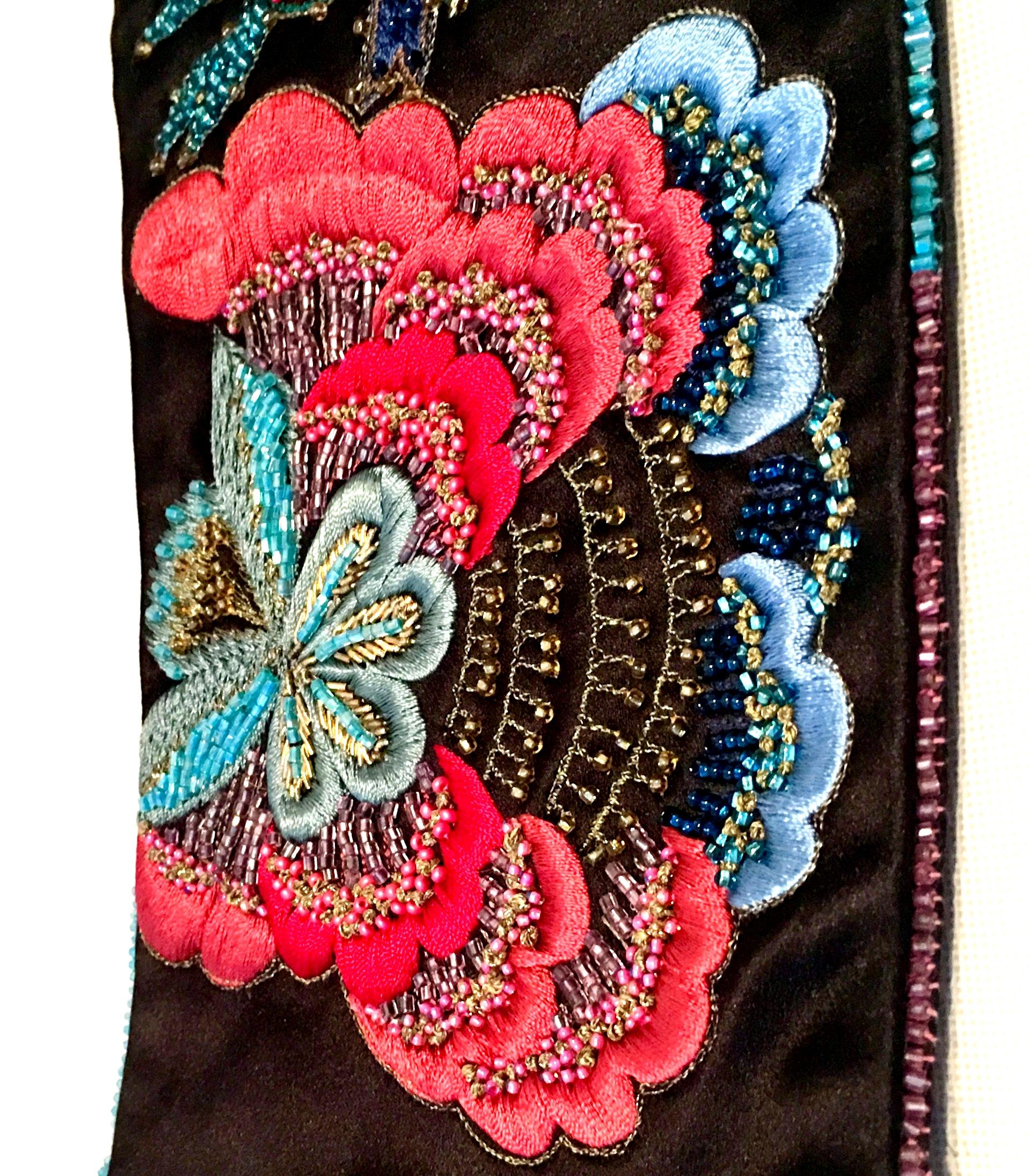Women's or Men's 20th Century Josi Natori Silk Beaded & Embroidered Cumber Sash Belt