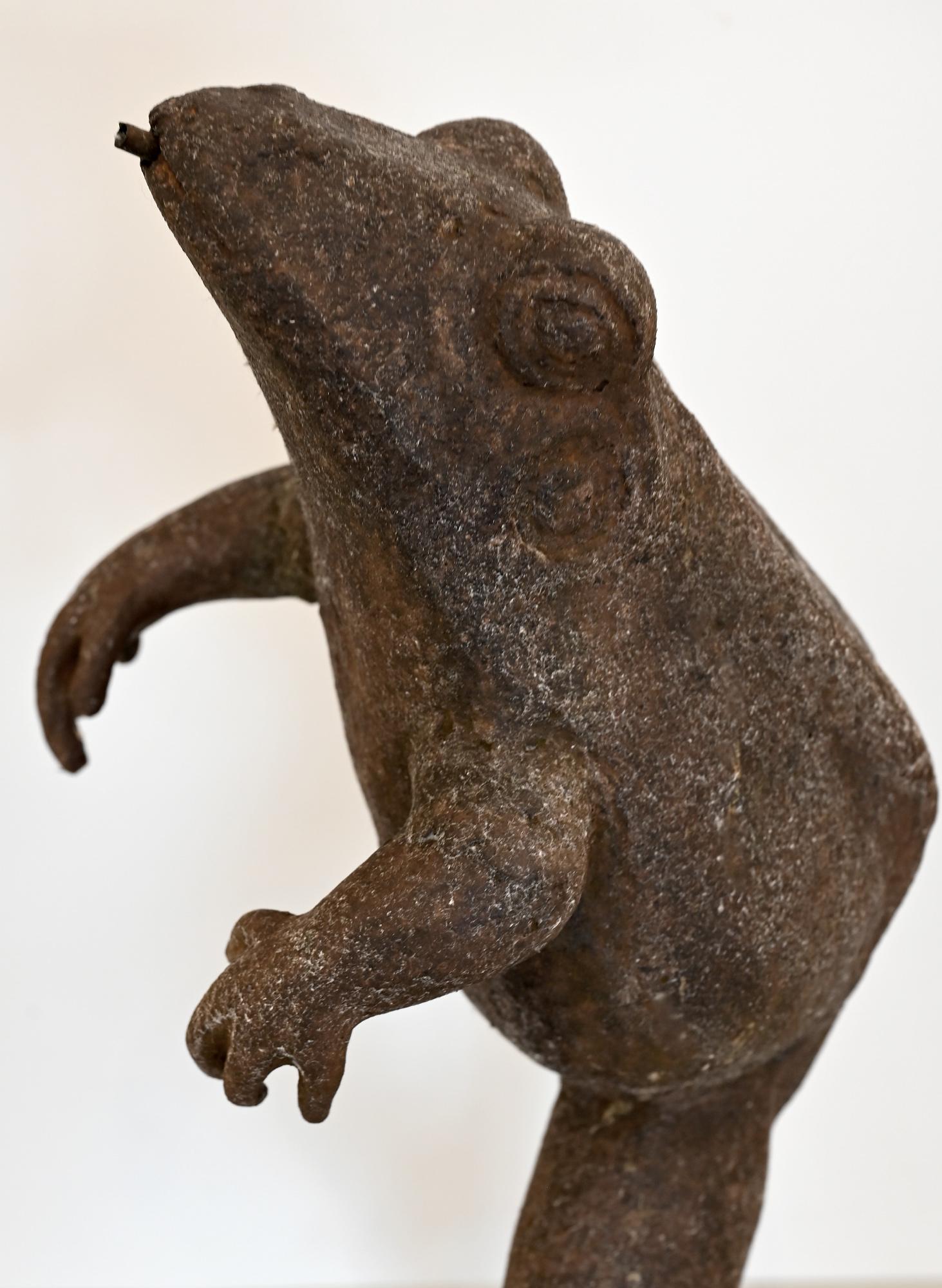 English 20th Century Jumping Frog as a Water Spout England circa 1920-1930 Iron