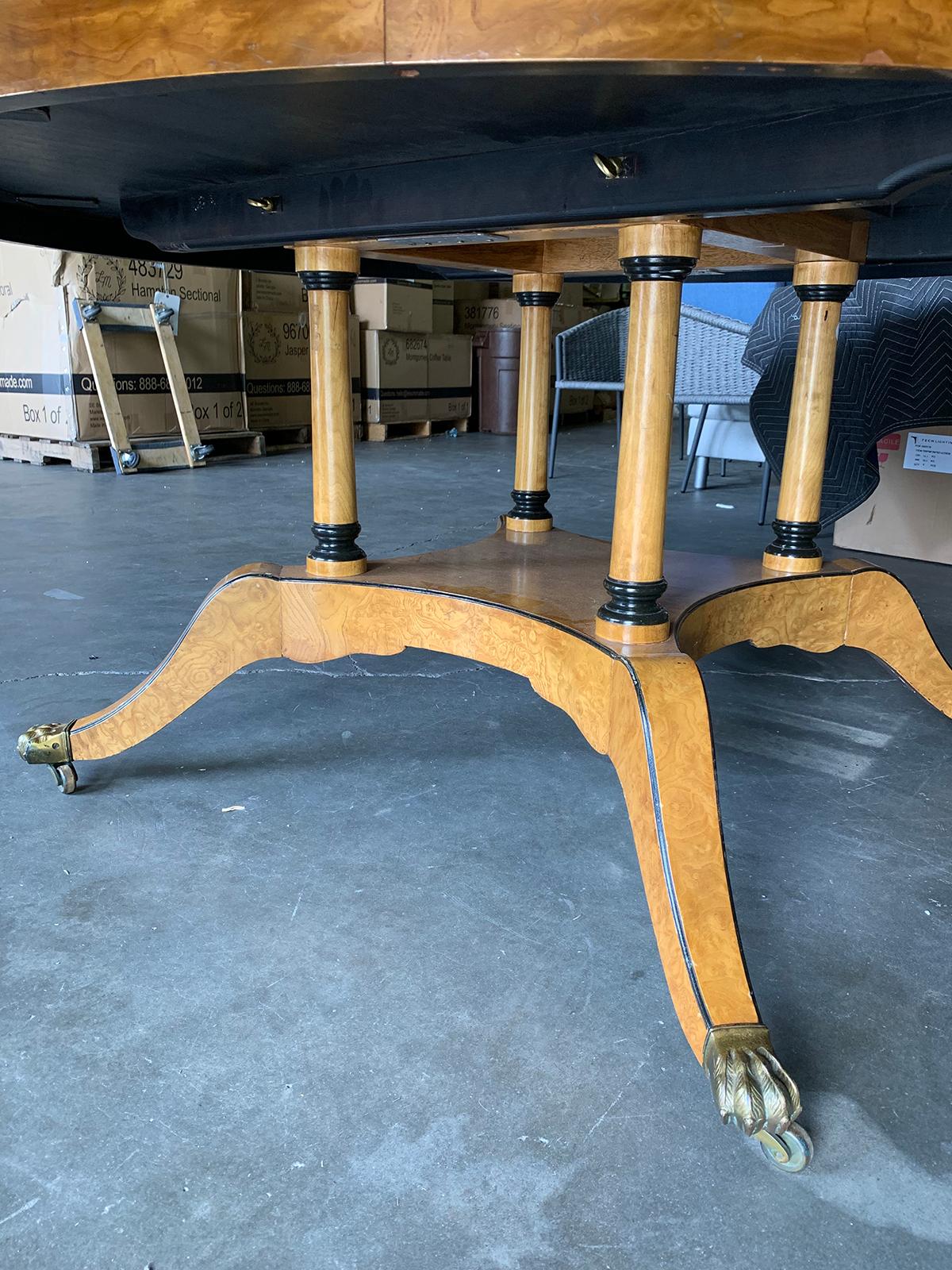 20th Century Jupe Style Extension Dining Table, Birdcage Pedestal, Paw Feet In Good Condition In Atlanta, GA