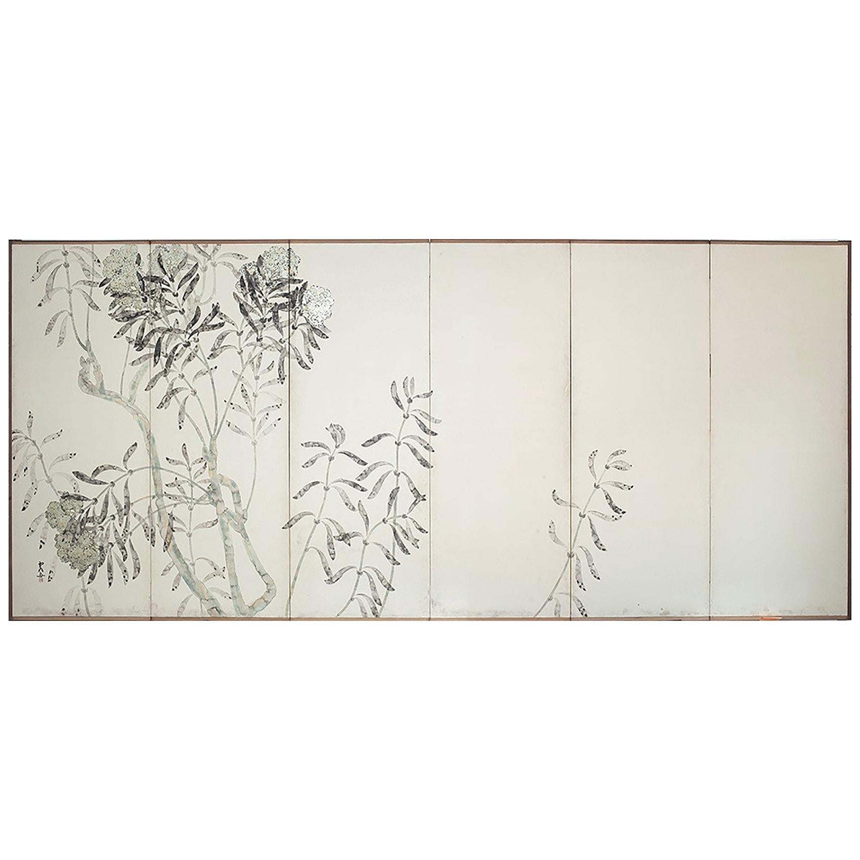 20th Century Kashiu Hiroe, Six Panel Screen For Sale